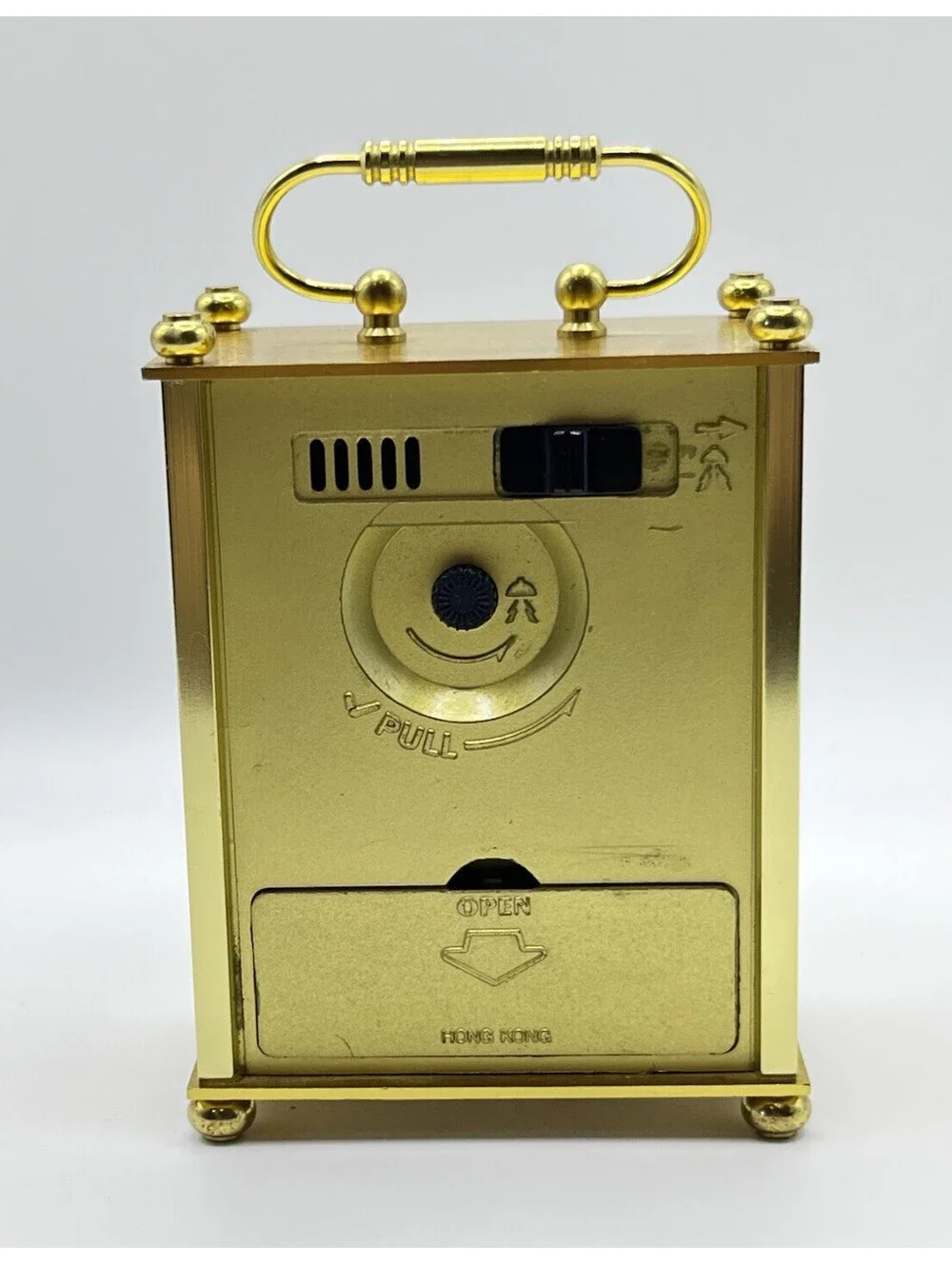Linden Vintage Gold tone Quartz Small mantle Alarm Clock works 3109.2